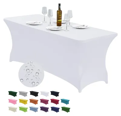 Stretch-Tischdecke für rechteckige Tische, 182,9 x 76,2 cm, weiß