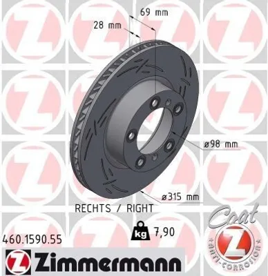 Produktbild von ZIMMERMANN Bremsscheibe Vorne Rechts für PORSCHE BOXSTER (981) 315mm 460.1590.55