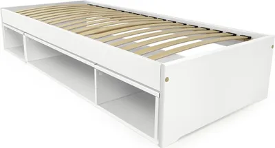 Image de Lit avec rangement Maël 90x200 - Blanc