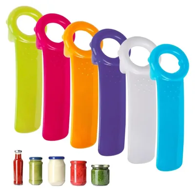 Produktbild von 6 Stück Deckelöffner Glasöffner Schraubdeckelöffner Deckelöffner für Schraubgläser Manuell Flaschenöffner für Senioren Menschen Kinder Frauen Schwache Hände (6 Farben), für Gläser und Flaschen, hilft bei schwacher Griffkraft