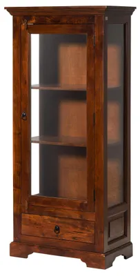 Immagine prodotto di MASSIVMOEBEL24 | vetrina in legno di Acacia 72x40x155 nougat laccato OXFORD #527