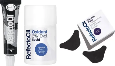 Produktbild von RefectoCil Henna 1 Black 15ml + RefectoCil Oxidant 3% Liquid 100ml + RefectoCil Silicone Pads