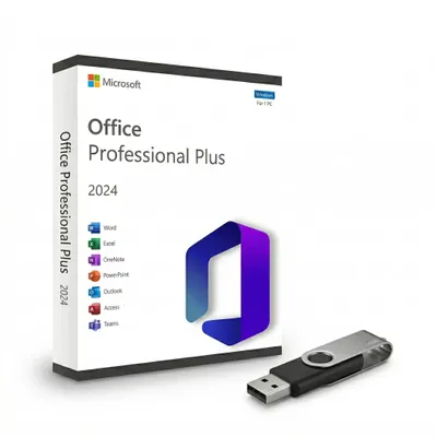 Microsoft Office Professional Plus 2024 Komplett-Bundle mit USB-Stick und Produktschlüssel 