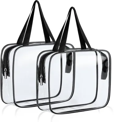 Produktbild von Transparante Reise-Toilettasets, 2er-Set, PVC-Wasserbeutel, TSA-, für Familien, Männer und Frauen
