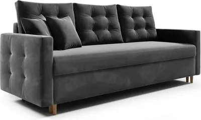 Produktbild von Schlafsofa PETI, Sofa mit Schlaffunktion und Bettkasten, Schlafcouch in Frabe: Dunkelgrau, Veloursstoff
