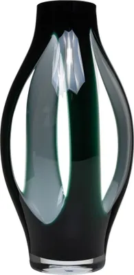Produktbild von INNA-Glas Glas Bodenvase Prospero mit Sichtfenstern, grün-klar, 50 cm, Ø 21 cm - Design Vase