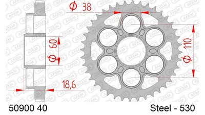 Produktbild von AFAM Kettenrad 50900-40 Hinten Stahl