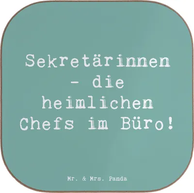 Produktbild von Mr. & Mrs. Panda Tassen Untersetzer Spruch Sekretärin Chefin - Meeresbrise - Geschenk, für Gläser, Berufsprodukte, Tassenuntersetzer, Design, Berufe, Tischuntersetzer