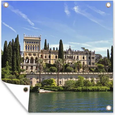 Produktbild von MuchoWow® 50x50 cm Outdoor-Poster Gartendeko Sichtschutz Garten Poster für den Garten  Gardasee - Wasser - Haus
