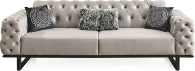 Produktbild von Villa Möbel Sofa Zen Seidengrau 3-Sitzer Relax- und Bettfunktion, pflegeleichter Mikrofaser Samtstoff, inkl. Kissen