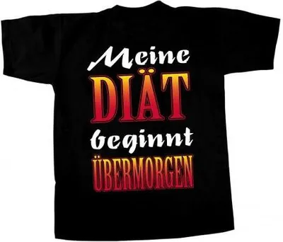 Produktbild von T-SHIRT mit Print - Meine Diät beginnt übermorgen - 09507 schwarz Gr. S-2XL Größe - M