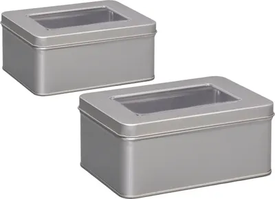 Produktbild von tea4chill Teedosen / Kaffeedosen / Vorratsdosen Set „Silver Window“, 2 Dosen je 200g, Stülpdeckel