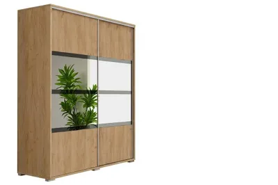 Produktbild von Mia9 Schwebetürenschrank mit Spiegel - Craft Gold, Lacobel schwarz - 200 x 62 x 245 cm