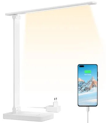 Zdjęcie produktu dla Lampa biurkowa LED, 16 W, z 3 trybami kolorów i 5 poziomami jasności