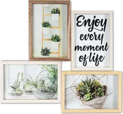 Produktbild von Bilderrahmen Collage 30,5x32,5cm 4 Fotos 10x15cm Natur Eiche Holz Glas Galerie