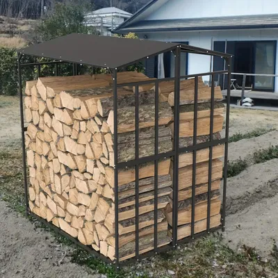 Immagine prodotto di Portaregna in acciaio - Scaffali per legna - Supporto per legna da ardere - Contenitore per legna - Portaregna - Metallo resistente