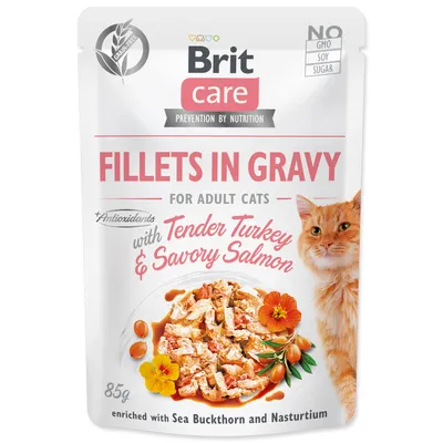 Produktbild von BRIT Care Fillets in Gravy Truthahn und Lachs in Sauce - Katzennassfutter - 85 g