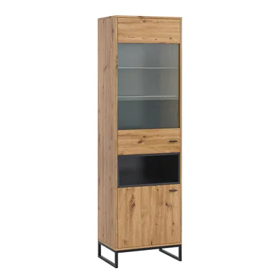 Obrázok produktu pre Vysoká vitrína BEND 1 - čierna / dub artisan