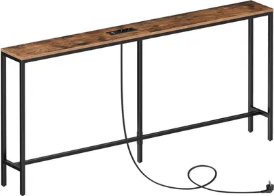 Obrázek produktu pro Konzolový stolek s nabíjecí stanicí 160 cm vintage hnědý/černý