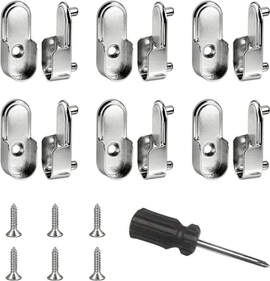 Productafbeelding van Kledingstanghouders - Set van 6 - Kledingstanghouder met schroeven en schroevendraaier