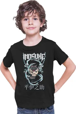 Immagine prodotto di Maglietta per bambini Demon Anime Slayer Kimetsu No Yaiba Inosuke Hashibara 003, 9-11 Jahr - 140 , Noir