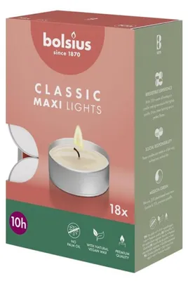 Image de BOLSIUS Maxi bougies à chauffe-plat 10heures coupe argentée 18pcs