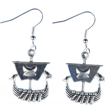 Produktbild von Wikinger Schiff Ohrringe Miniblings Hänger Wikinger Boot Schiff silber