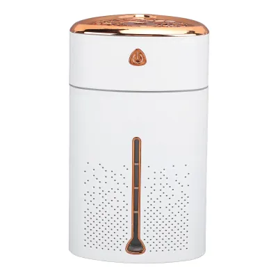 Image de Mini-humidificateur portable 1000 ml à ultrasons avec connexion USB –tactile, veilleuse, brume silencieuse pour la chambre à coucher, la voiture, le bureau, les voyages, blanc