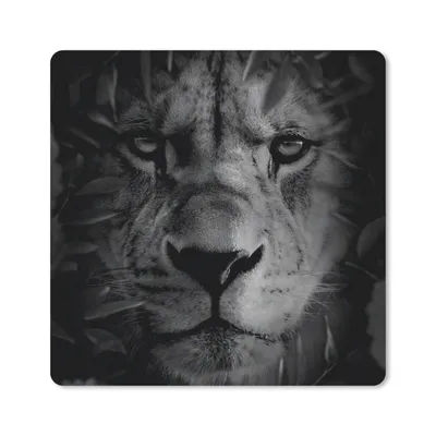 Produktbild von MuchoWow® Mauspad Mousepad Tiere - Löwe - Natur - Schwarz - Weiß 30x30 cm - Mousepads - Maus Mat - Pad - Mausunterlage - Gaming