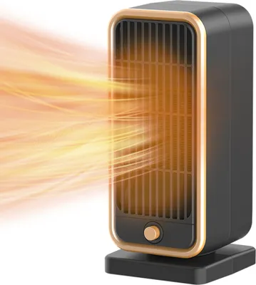 Produktbild von Raumheizung, 500 W, PTC-Keramik, geraeuscharm, schnell aufheizend, tragbarer persoenlicher Heizventilator mit 30 Grad Kipp- und ueberhitzungsschutz fuer Schlafzimmer, Buero, Innenbereich, Schwarz