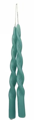 Productafbeelding van Branded, geribbelde, gedraaide staafkaars, turquoise, Ø 2,2 cm, 30 cm