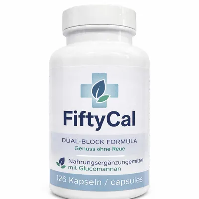 Produktbild von FiftyCal | reines Supplement mit hochdosierten Glucomannan | 126 Kapseln