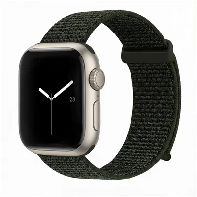 Produktbild von Smartwatch Armband für Apple Watch Series 4 44mm Nylon Textil Band Ersatzband Wechselband Klettverschluss flexibel atmungsaktiv Grün Oliv