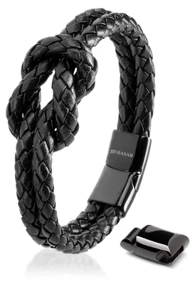 Produktbild von SERASAR Leder Armband Damen Schwarz 18cm Schmuck Geschenkidee für Sie