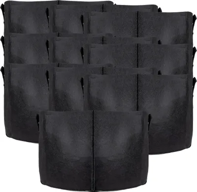 Produktbild von Intirilife 10x Vlies Pflanzsack in 75 Liter - 20 Gallon - 55 x 30 cm – Pflanzen Übertopf aus Vliesstoff mit Tragegriffen für Garten, Gewächshaus uvm. – Pflanzkübel Pflanzgefäß Pflanzbeutel