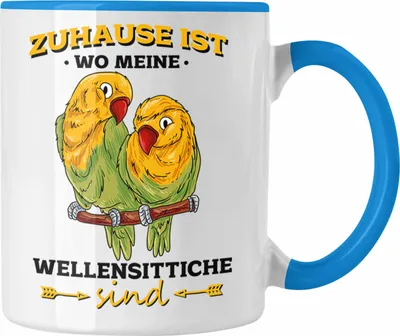 Produktbild von Trendation - Lustige Tasse für Wellensittich-Besitzer Zuhause Ist Wo Meine Wellensittiche Sind (Blau)