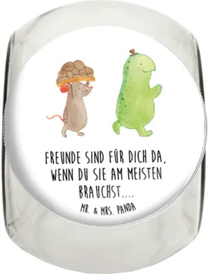 Produktbild von Mr. & Mrs. Panda Bonboniere Schildkröte Maus L 870ml - Weiß - Geschenk, Kaffeedose, Frischhaltedose, Vorratsbehälter, Vorratsglas, Lebensmittelbehälter, Freunde, Hilfe