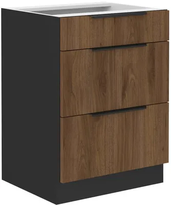 Image de Meuble bas à tiroirs TOVA - largeur 60 cm, noyer okapi / noir
