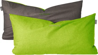 Produktbild von Schiesser Kissenhüllenset Doubleface | 2-teilig | Zweifarbig | Renforcé | 100% Baumwolle | Reißverschluss | 40x80cm | Grün-Dunkelgrau