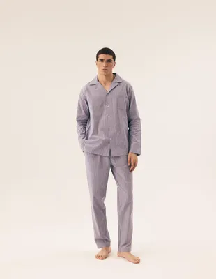 Produktbild von Henderson Herren Pyjama - 100% Baumwolle, Bequeme Nachtwäsche, Basic Linie, Ganzjahresmodell, Hellblau, Modell 43035, Ideal für Männer, Neu L