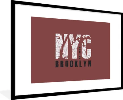 Produktbild von MuchoWow® MuchoWow® Gerahmtes Poster New York - NYC - Brooklyn 90x60 cm - Poster mit zchwarzem Bilderrahmen - Wanddekoration - Fotos