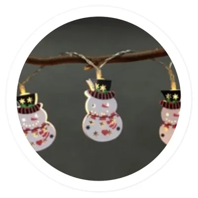 LED-Lichterkette Schneemänner, 1,35 m, batteriebetrieben