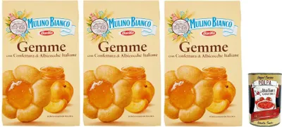 Produktbild von Mulino Bianco Dolcetti Gemme Follini -Kekse mit 100% italienischer Aprikosenmarmelade, 3x 200 g + Italian Gourmet polpa 400 g