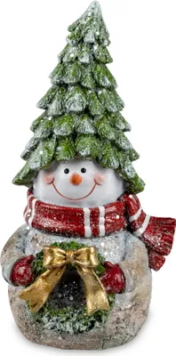 Produktbild von Deko Schneemann Figur mit Kranz Schal Weihnachtsdeko Statue Skulptur Objekt
