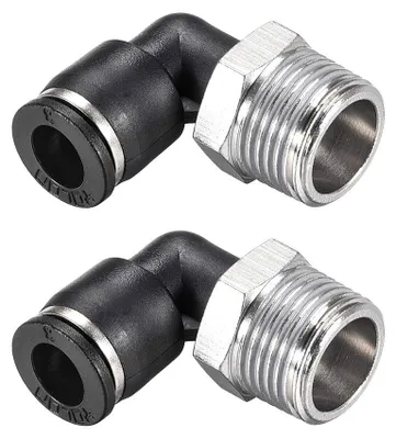 Image de 2 raccords à compression, coudes, pour tuyau de 8 mm de diamètre extérieur, avec filetage 3/8 NPT