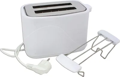 Produktbild von Toaster weiß schwarz Brötchenaufsatz 700 W 2 Scheiben 7 Stufen Krümelschublade, Farbe:Weiss