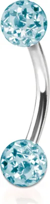 Produktbild von viva-adorno Piercing Banane Augenbrauenpiercing Multikristall Epoxy Zirkonia Ferido Kugeln verschiedene Farben Z356, aqua