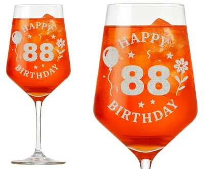 Produktbild von 1x Weinglas Gravur Happy Birthday 88 Geburtstag 350ml spülmaschinenfest für Feiern