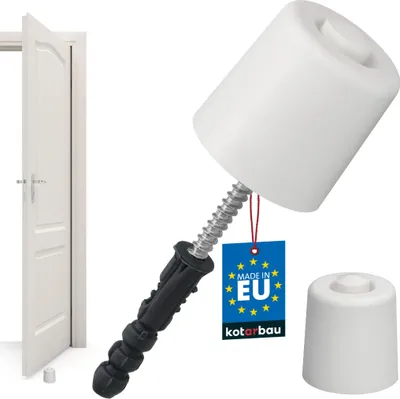 Obrázok produktu pre KOTARBAU® Zarážka dverí na prišraubovanie k podlahe – 43 mm – biela – zarážka dverí na podlahu – montáž na podlahu – zarážka dverí – z gumy