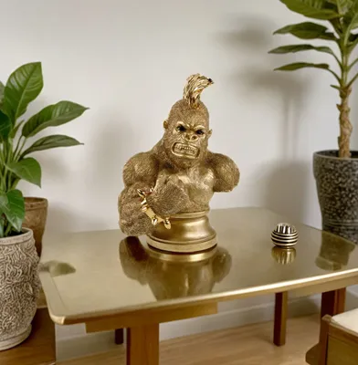 Produktbild von Kremers Schatzkiste Starke XXL Gorillabüste Gold Polyresin Skulptur Deko 30 cm